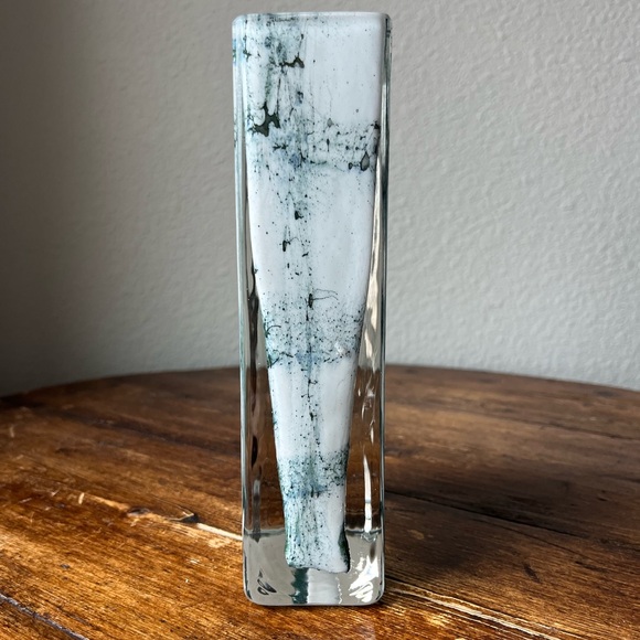 Vintage German Spiegelau Marbled design Rectangular Tall and Slim Vase 8” height - Picture 3 of 7